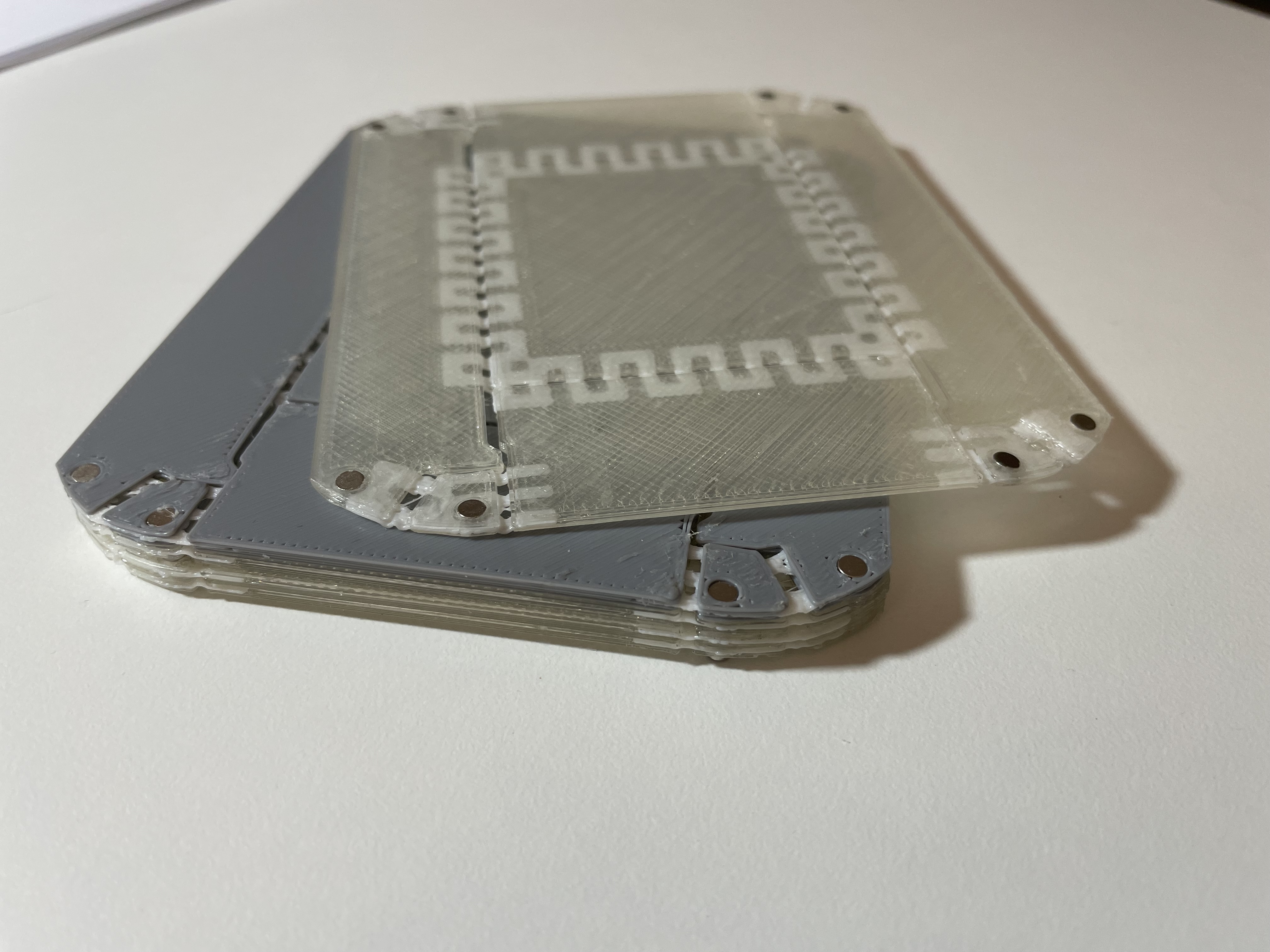 a stack of flattened trays