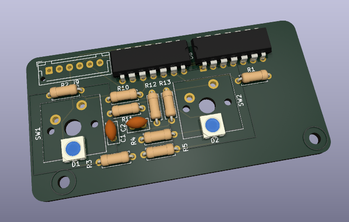 simulated printed circuit board that will have the buttons and LEDs